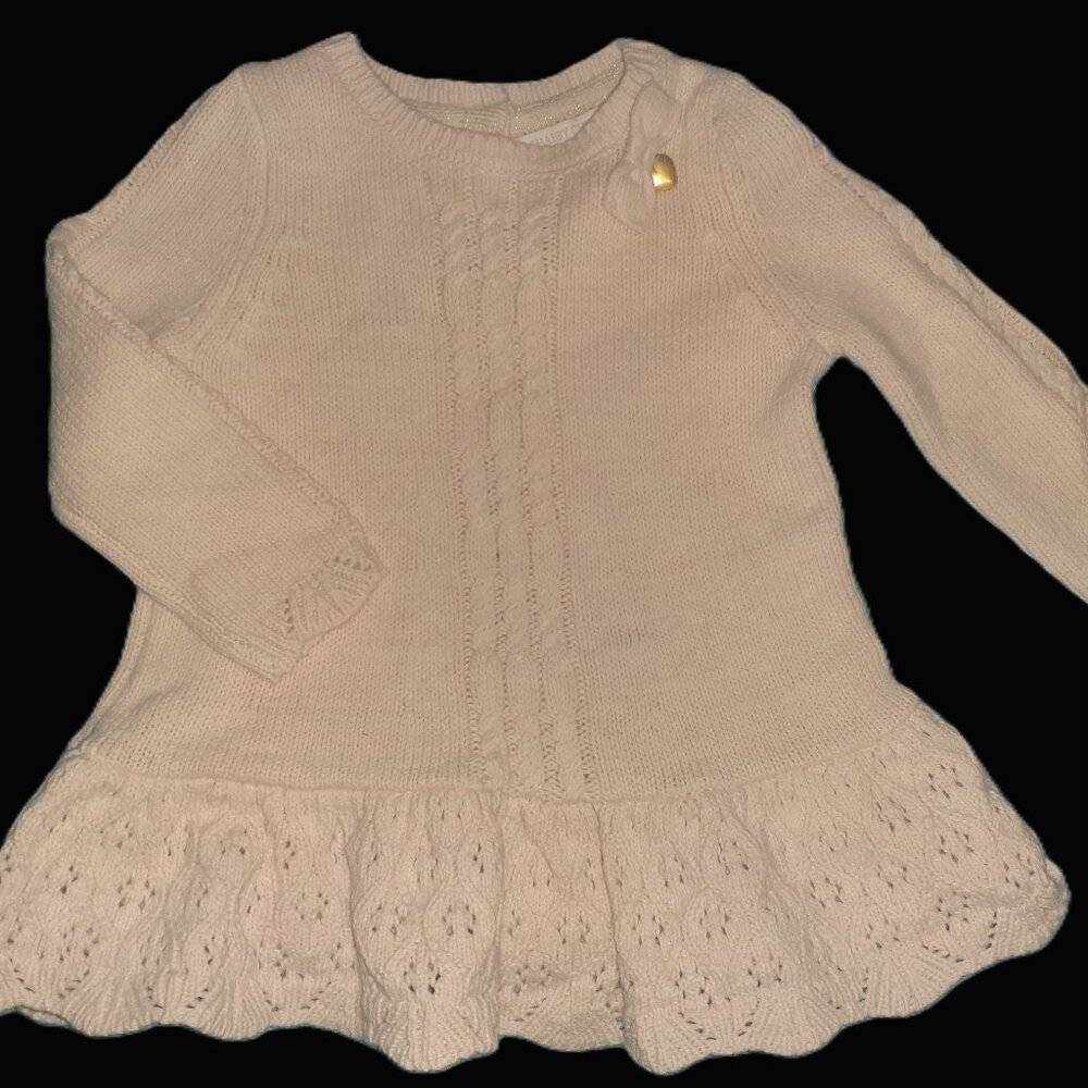 SHABBY CHIC SWEATER DRESS PINK KNIT BOW & HEART SPRING EASTER-GIRLS SIZE 12M